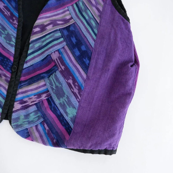 World Folk Art Imports Purple Aztec 100% Cotton Handmade Sleeveless Vest  LG - Picture 6 of 11